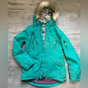 Burton Snowboard Jacket - the White Collection with Faux Fur Hood